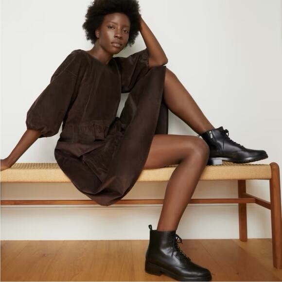 Everlane Women’s The Modern Utility Black Leather Lace Up Ankle Moto Boots 9 - Picture 15 of 15